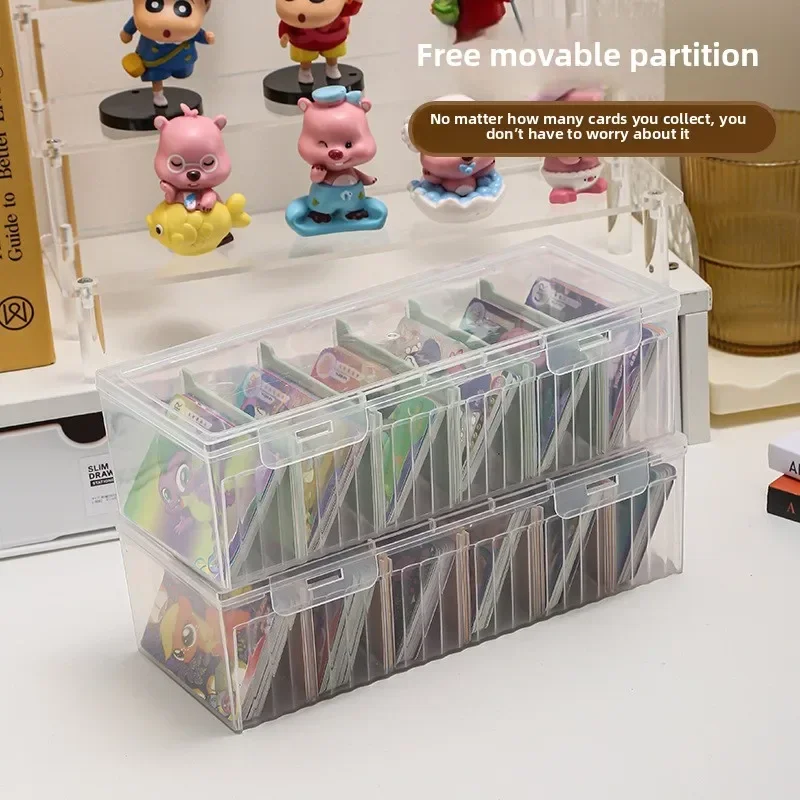 1PC Clear Plastic Compartmentalized Organizer Box Holds 550+ Game Cards Storage Box With Adjustable Divider For Cards