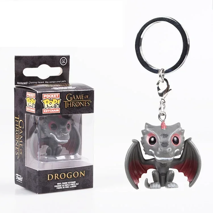 FUNKO pop Movie TV Game of Jon Snow Daenerys Davos Ghost Night King Thrones Tylion Drogon KeyChain Figure Model Collectible Toys - Image 8
